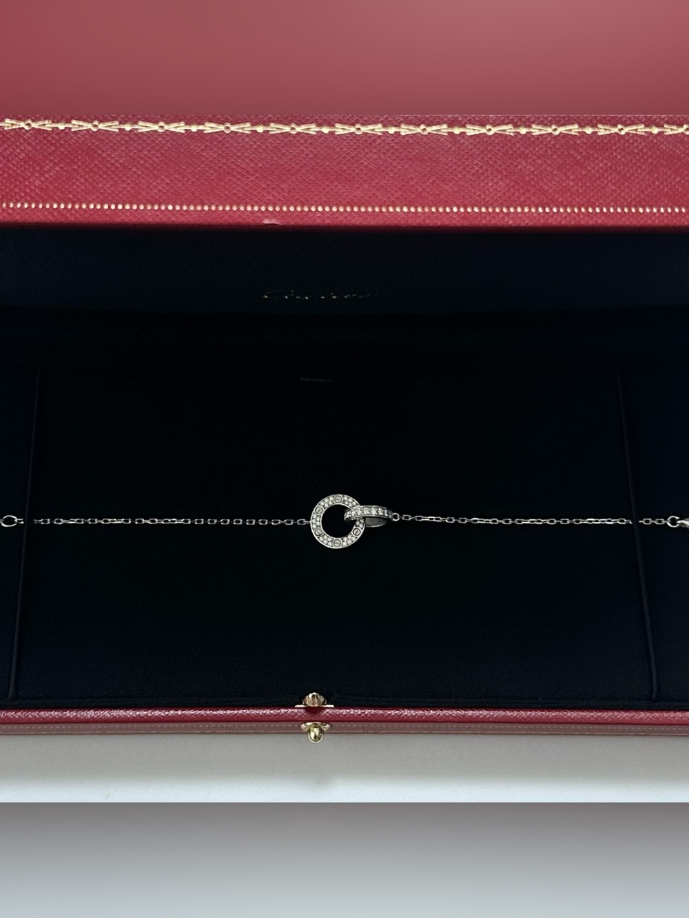$6,350 Cartier Love Bracelet On Chain Paved Diamond 18K White Gold Box & COA